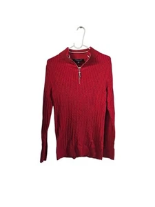 Tommy Hilfiger Knit Red Zip Sweater Size M - Picture 1 of 5