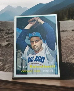 1957 Topps Baseball Card Chicago Cubs Vito Valentinetti RC #74 VTG No Creases Mt - Picture 1 of 2
