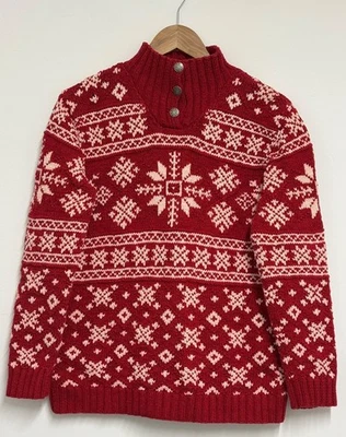 VINTAGE Ladies RALPH LAUREN Red 100% Cotton Nordic Christmas Jumper UK S  CG N42 - Image 1 of 4