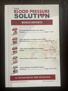 The Blood Pressure Solution : Bonus Reports by Dr. Marlene Merritt DOM VGC 2017 - Picture 1 of 2
