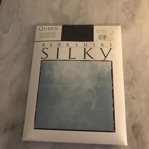 Berkshire Silky Queen 1x-2x Control Top Reinforced Toe Pantyhose OFF BLACK -NEW - Picture 1 of 3