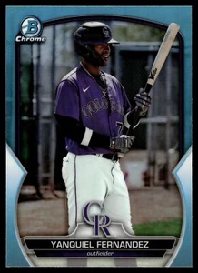 2023 Bowman DRAFT CHROME YANQUIEL FERNANDEZ SKY BLUE REFRACTOR BDC-61 ROCKIES - Picture 1 of 2