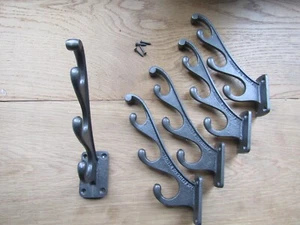 5er Pack Gusseisen Hut & Kleiderhaken Antik Vintage Rustikal Große Huthaken AI - Bild 1 von 3