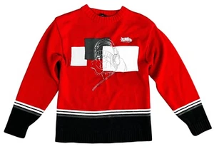 Vintage SOUTHPOLE Size S RED Knit ColorBlock PULLOVER SWEATER + Black & Gray - Picture 1 of 7