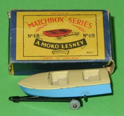 Matchbox Moko / 48 Meteor Sports Boat & Trailer in Type B Box - Image 1 of 4