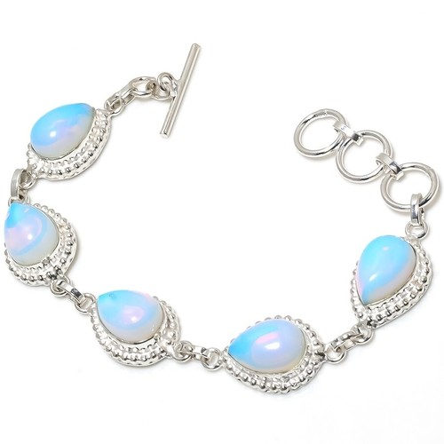 VALENTINO Bracciale gioiello in argento sterling 925 fatto a mano con pietre preziose opalite misura 7 8"