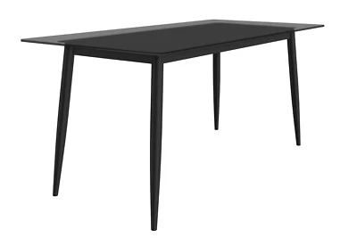 LeisureMod Zayle Rectangular Dining Table with a Glass/Stone Tabletop in Steel - Image 1 of 4