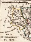 Carte Géographique XVIIIe Département Du Gers 1793 Révolution Française