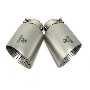 1Pair Akrapovic Matt Stainless Steel Universal Exhaust Pipe Exhaust Tip TailPipe - Bild 1 von 11