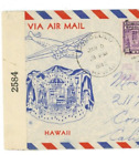 1943 Postal Cover WW2 Honolulu Hawaii Compton CA Hawaiian Crest Airmail