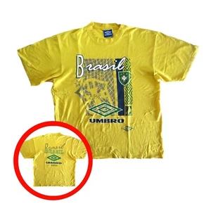 BRAZIL 90s Umbro Vintage Football Cotton T-Shirt L Mens 1993 1994 Soccer Jersey - Picture 1 of 13