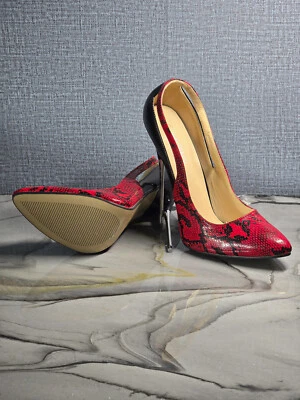 Fetiche Vintage Estilo Extremo Tacones Altos 6 Pulgadas US13 Ancho Talla Rojo/Negro Foto 1 de 4