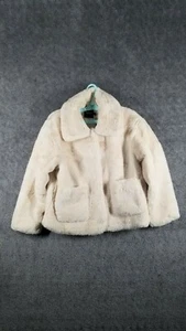 Nasty Gal Women Petite Sz 4 Coat Ecru NWT Pocket Collar Faux Fur Casual Solid - Picture 1 of 10