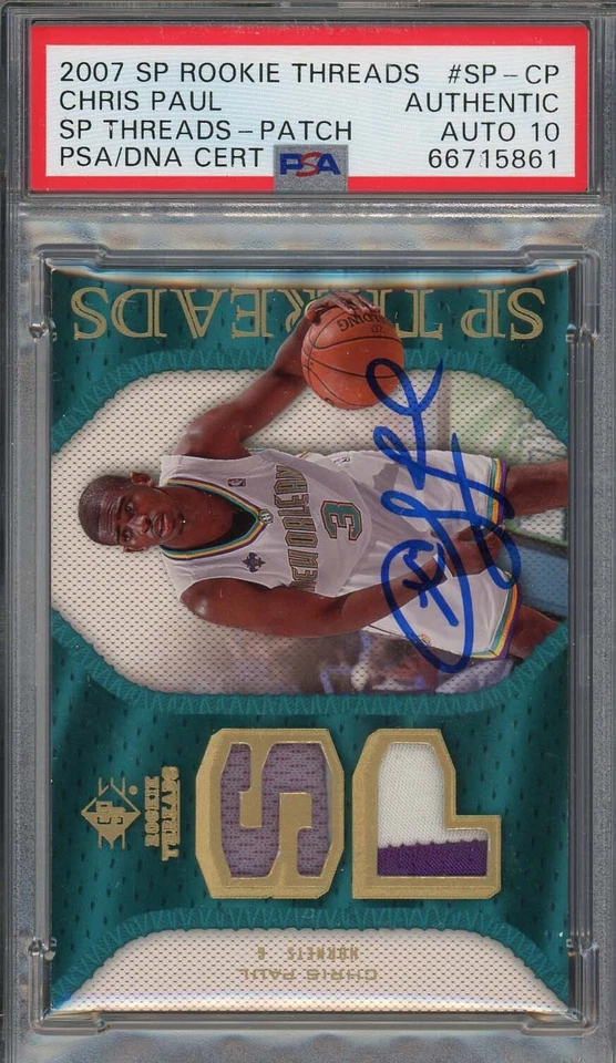 Chris Paul Auto 2007 SP Threads Game Used Jersey Patch Signed Card #SP-CP PSA 10 - Image 1 of 1