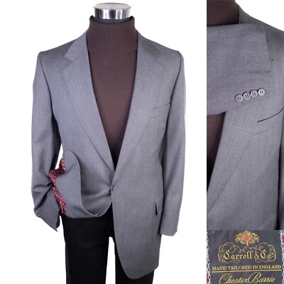 CARROLL & CO Chester Barrie Suit Jacket Sport Coat Plaid Gray Wool Sz 46L/R EUC - Image 1 of 4