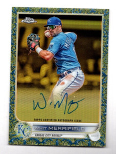 2022 Topps Chrome Gilded Autographs Blue Refractor Whit Merrifield 40/50 A03 090