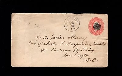 Charenton Louisiana Fancy Geometric Blue Carrier 1884 PSE Cover 7p - Image 1 of 2