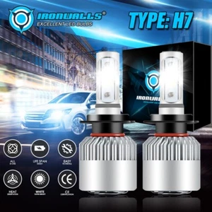 H7 LED Headlight Bulbs Kit High / Low Beam 6000K Super Bright White Lights 2x - Picture 1 of 12