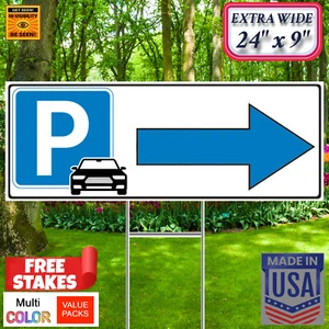 PARKEN Pfeil Hof Schilder 4er Pack mit kostenlosen Einsätzen - doppelseitig - Made in USA - Bild 1 von 14