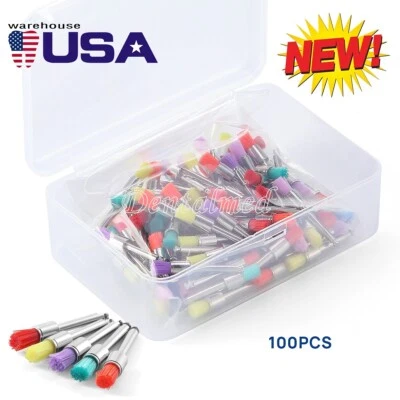 100 peças escova de polimento dental tipo plano colorida tigela de náilon EUA - Imagem 1 de 4