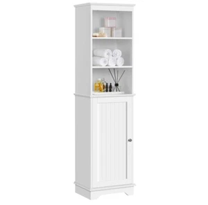 Slim Storage Cabinet with 3 Shelves & Door for Bathroom, Living Room, Entryway - Picture 1 of 8