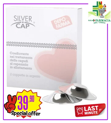 SILVERCAP Silver Cap Depofarma - Coppette Argento Capezzoli Allattamento Seno - Immagine 1 di 4