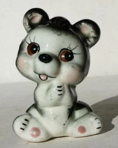 Figura Oso Cutie Pestañas Negro Blanco Sentado Cerámica Porcelana Norleans De Colección - Imagen 1 de 1