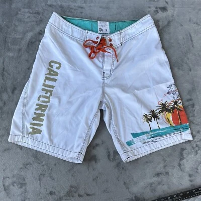 Bermuda de natação Old Navy California masculina média branca estampa gráfica - Imagem 1 de 4