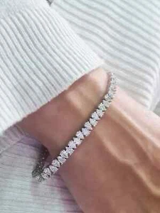 Pear Cut 5.20 Ct Simulated Diamond Beauty Tennis Bracelet 14K White Gold Plated - Picture 1 of 8