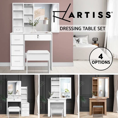 Artiss Dressing Table Mirror Stool Jewellery Makeup Storage Cabinet Organizer - image 1 of 4