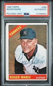 Roger Maris Signed 1966 Topps Yankees Baseball Card #365 fresh PSA/DNA Autograph - Picture 1 of 2