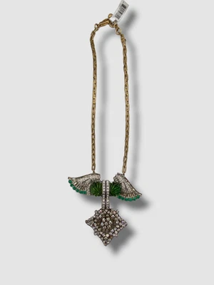 Lulu Frost Women's Green Gold Crystal Wing Pendant Necklace - Image 1 of 4