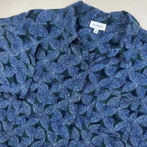 Blusa Evereve Anthropologie para mujer grande azul/verde con botones trabajo profesional - Imagen 1 de 9