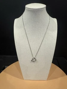 14k Weißgold Herz Anhänger Halskette 17" Kette - Bild 1 von 6