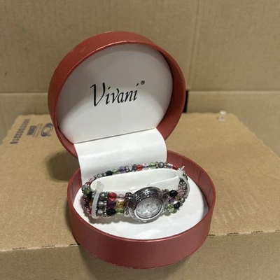NOS Vivani Women's Quartz Watchmulti Beaded Bracelet Band - Image 1 of 4