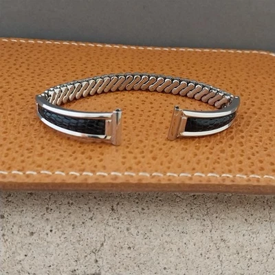 Correa de reloj vintage de 11 mm años 50-60 JB Champion llena de oro blanco y lagarto negro Foto 1 de 4