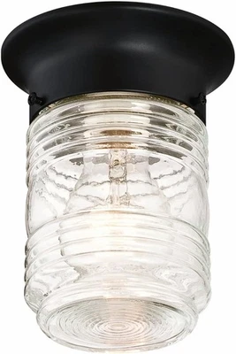 Design House 587220 Jelly Jar 1-Light Indoor/Outdoor Flush Mount 4.83", Black  - Image 1 of 4