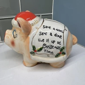 Vintage Holiday Christmas Piggy Bank - Picture 1 of 7