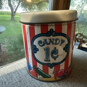 Vintage/Rustic/Nostalgic General Store Style 1 Cent Candy Tin 4.75" H X 4" W - Picture 1 of 8