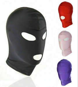 NEW Spandex Mask Padded Blindfold Headgear Mouth Eye Open Facemask Restraints