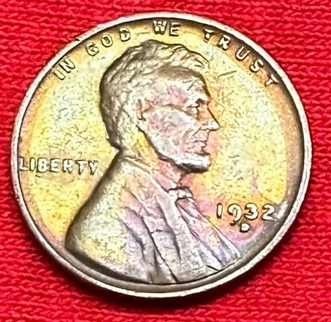 1932-D  LINCOLN CENT  - BEAUTIFUL TONING -  NICE HIGH GRADE COIN      #22G Cover