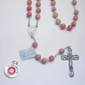 Rosario de piedras preciosas rodonita/plata esterlina - Imagen 1 de 2