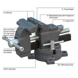 Kaka Industrial HVS-100 4" Home Vise (Swivel With Anvil) - Picture 1 of 5