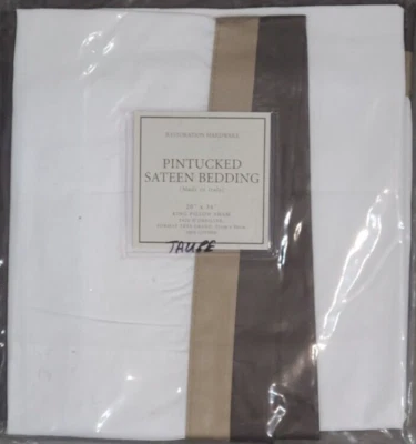 Restoration Hardware "Pintucked Sateen" Taupe King Pillow Sham - Image 1 of 3