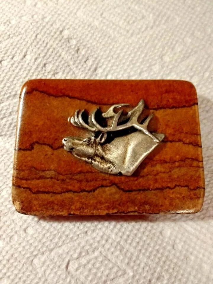 HANDMADE Elk MENS BELT BUCKLE CASUAL Blemished chipped Hunters Deer - Image 1 of 4