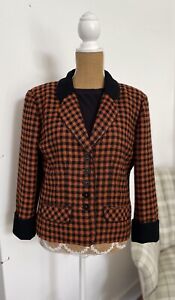 CAROLINE CHARLES - Jacket Size 12-14 Checked Rust / Black