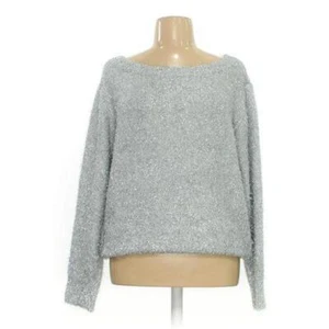 MAGLIONE PULLOVER NUOVO CON ETICHETTE NY&CO SOHO XL ARGENTO SCINTILLANTE 54" BUSTO POLI METALLICO 1X - Foto 1 di 5