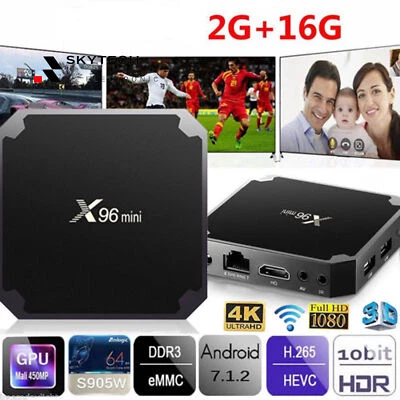 X96 TV Box Android 7.1.2 S905W Quad Core WiFi HD 2GB+16GB 4K Lettore multimediale A2TM - Immagine 1 di 4