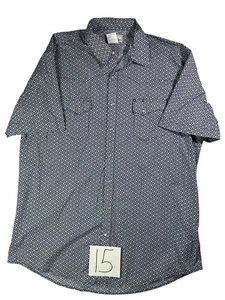 Wrangler Wrancher Western Shirt Mens XLT Gray Geometric Print Pockets Snap Front - Picture 1 of 6