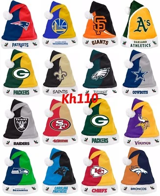 NFL,MLB ,NBA Team Holiday Christmas Santa Hat-Pick your Team! - Image 1 of 4